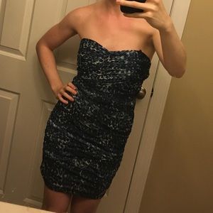 Blue leopard print club dress